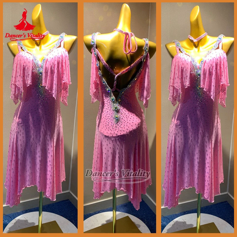

The New Style Samba Jive Sexy Sleeveless Sling Dress Adult Latin Professional Perform&Contest Clothe Customize Dancer's Vitality