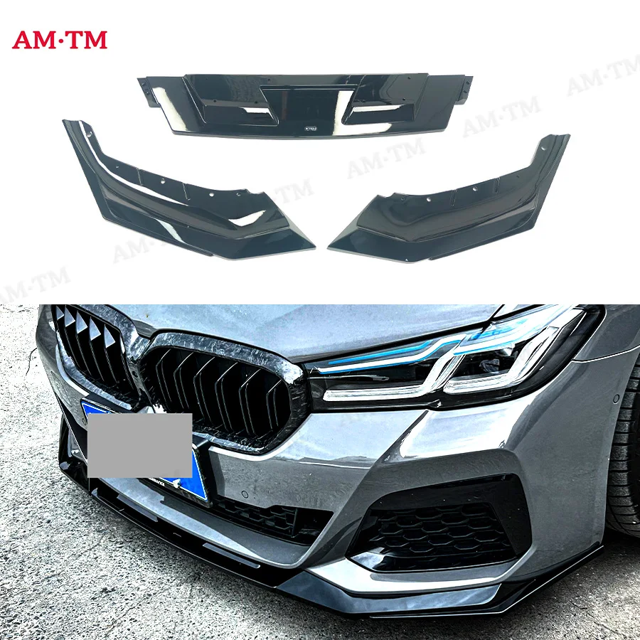 Image of VTEN Style für 5er Serie G30 2018+ Glänzend Schwarzer Auto-Frontspoiler Frontlippe Kinn-Spoiler Diffusor Teile Karosserie-Kit