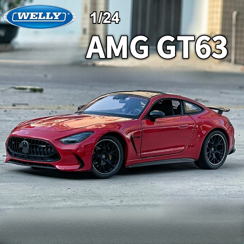 

Модель автомобиля WELLY 1:24 AMG GT 63 Sports Car, имитация спортивного автомобиля из сплава, коллекционная игрушка, украшение, подарок на день рождения для детей