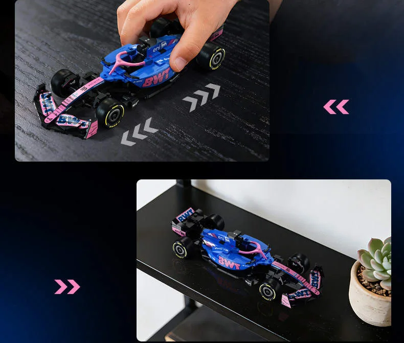 Renn-Champion Baustein-Auto im Maßstab 1:24 BWT Alpines A525 Fahrzeug-Baustein-Modell-Sets Konstruktionsspielzeug für Kinder Geschenke – Detail 7
