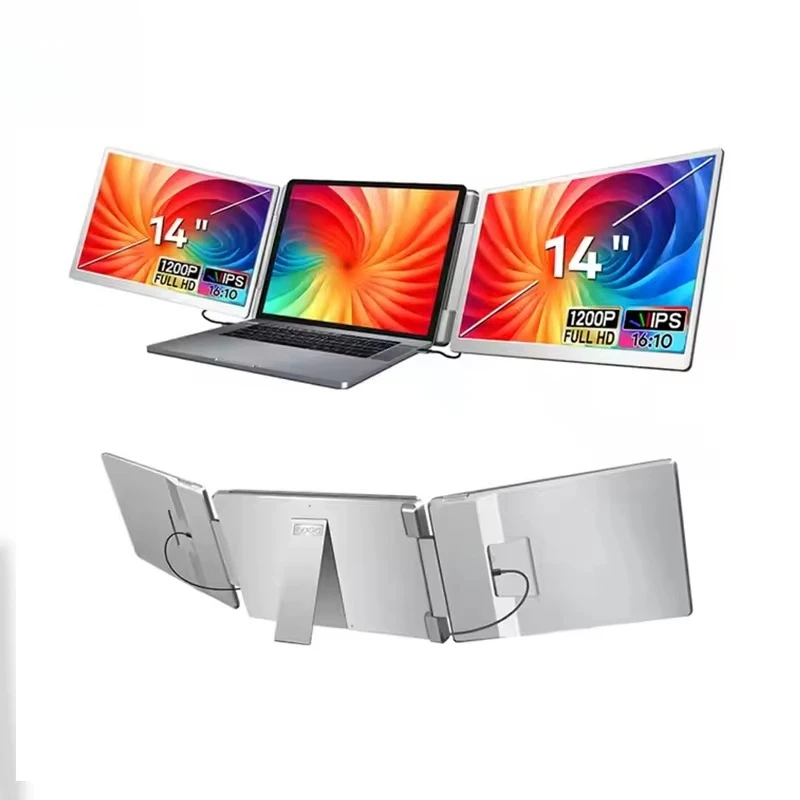 

Original Factory 14 Inch LED Backlit IPS Panel Triple Screen Laptop Extender USB Interface Portable