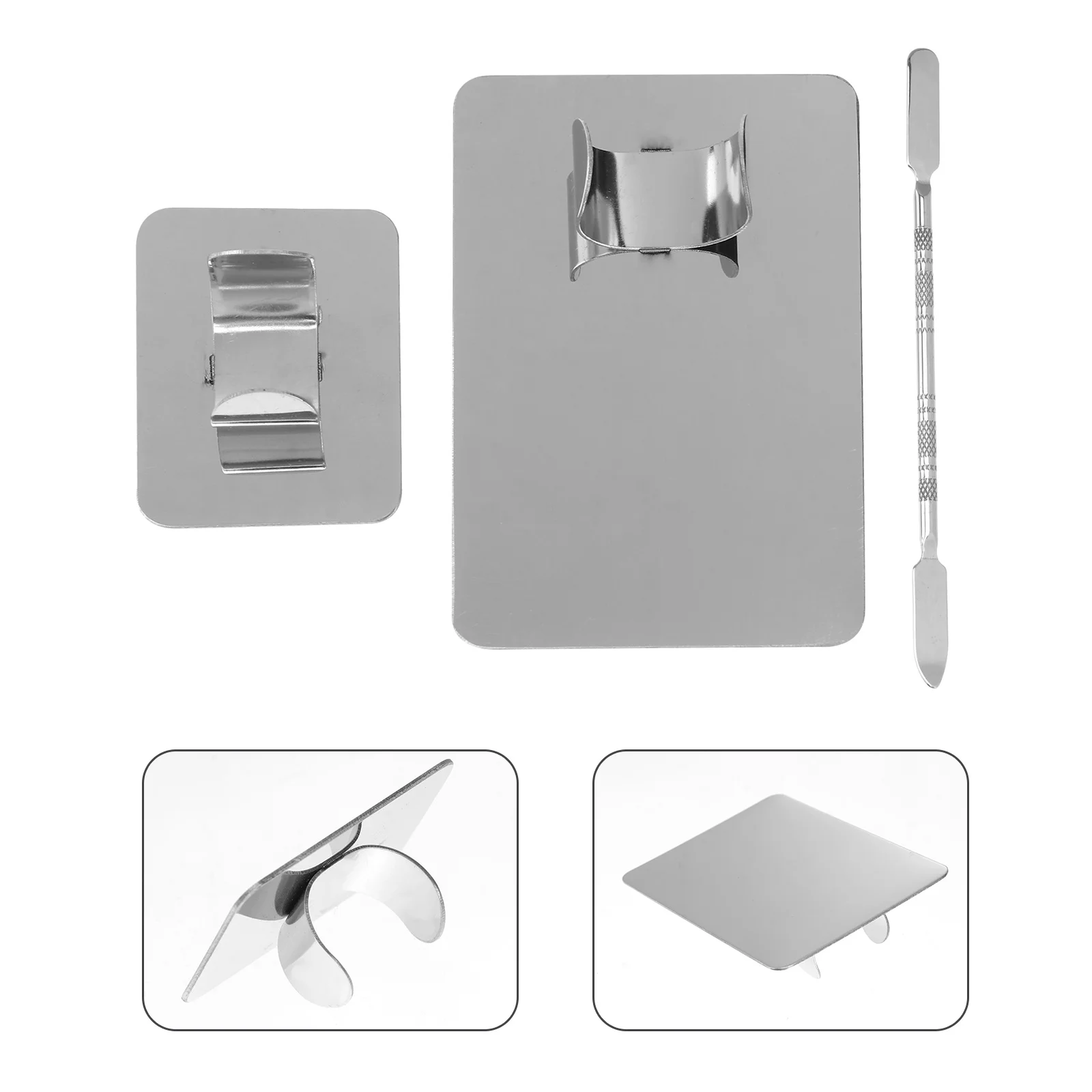 2-set roestvrijstalen vingerring voor make-up nail art palet manicure diy kleurmengplaat salon gereedschap