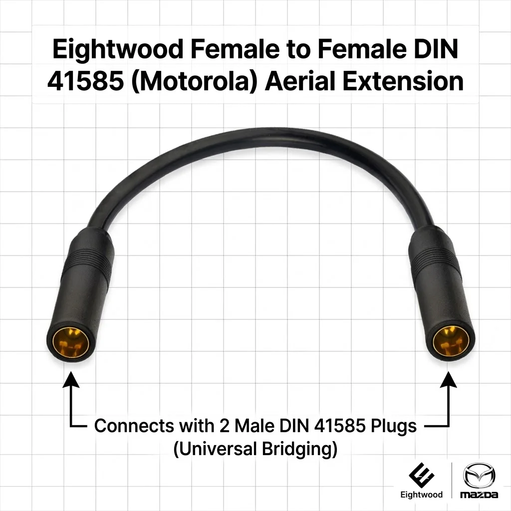 Eightwood DIN 41585 Female Socket Adapter Connectors Car Radio Antenna Aerial Extension Lead Cable for Mazda Customizable