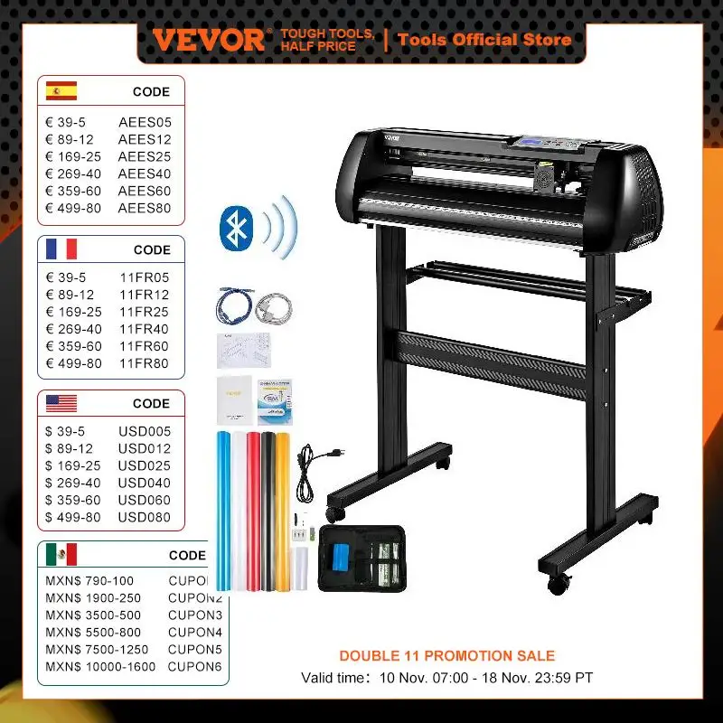 

VEVOR 28/34 Inch Vinyl Cutter Plotter Labels Printer Sign Cutting Machine LCD Display Bluetooth SignMaster Software Kit Bundle