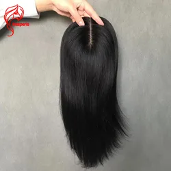 Hesperis Free Part Silk Base Hair Topper Natural Black Brazilian remy Human Topper Light Volume Thinning Hair Help Handmade