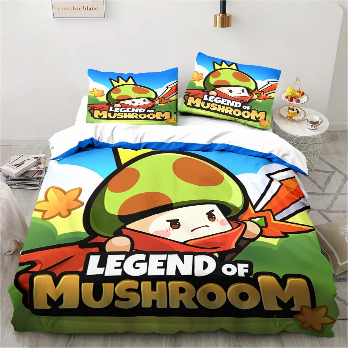 3D Print Anime Game Legend of Mushroom Pattern Duvet Cover Sets Comforter Bed Linen Gift Twin Queen King Size Romantic Home Gift