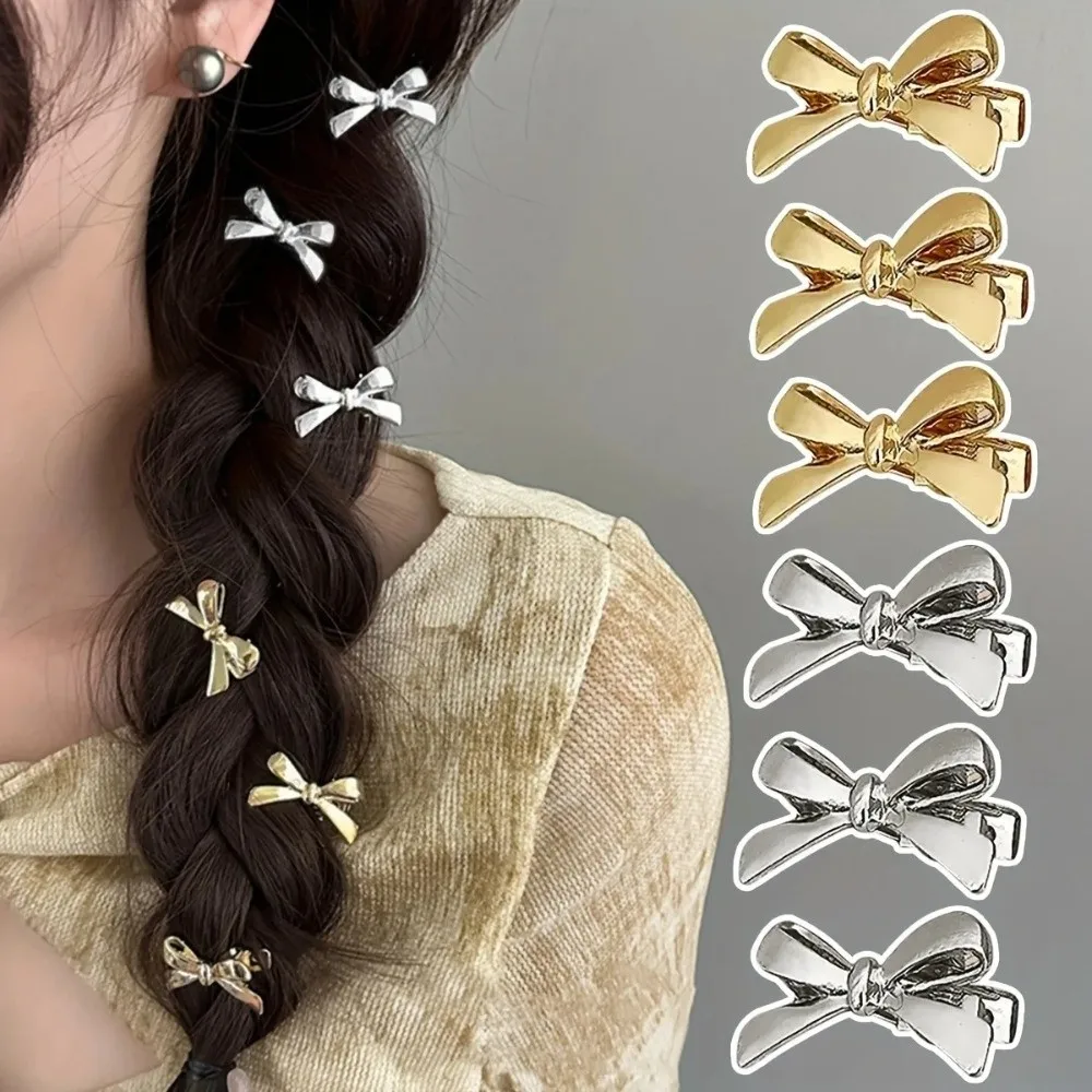 

4Pcs/set Fashion Metal Bow Golden Bow Hairpins Sweet Cool Personality Mini Side Clip Bangs Hairpins Casual Wear