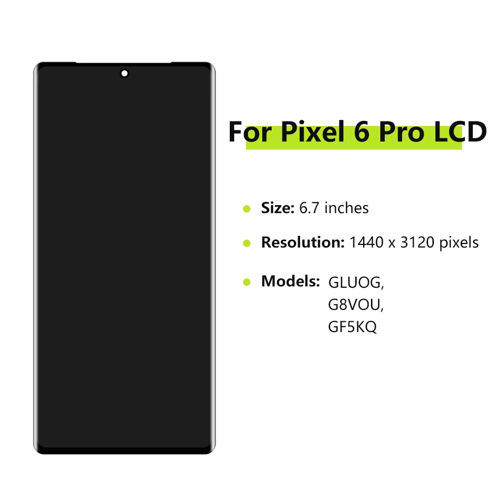 شاشة عرض LCD Pixel 6 Pro Super AMOLED لهاتف Google Pixel 6 Pro GLUOG G8VOU شاشة LCD مع مجموعة محول رقمي لشاشة تعمل باللمس