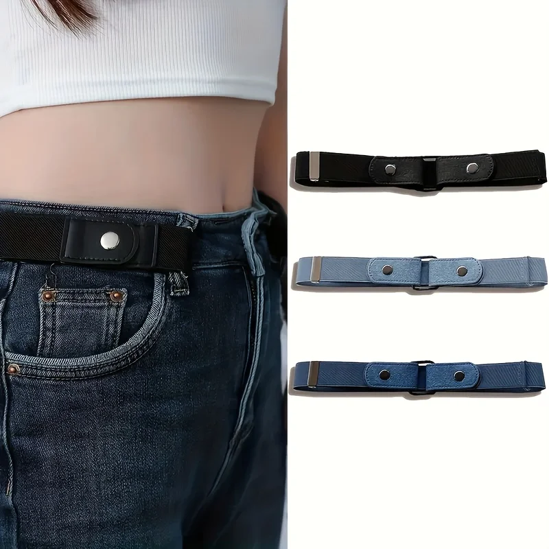 3 peças, cinto jeans neutro ajustável, adequado para uso casual e formal, lavável à mão, pares com vestidos | Cinto amigável para viagens