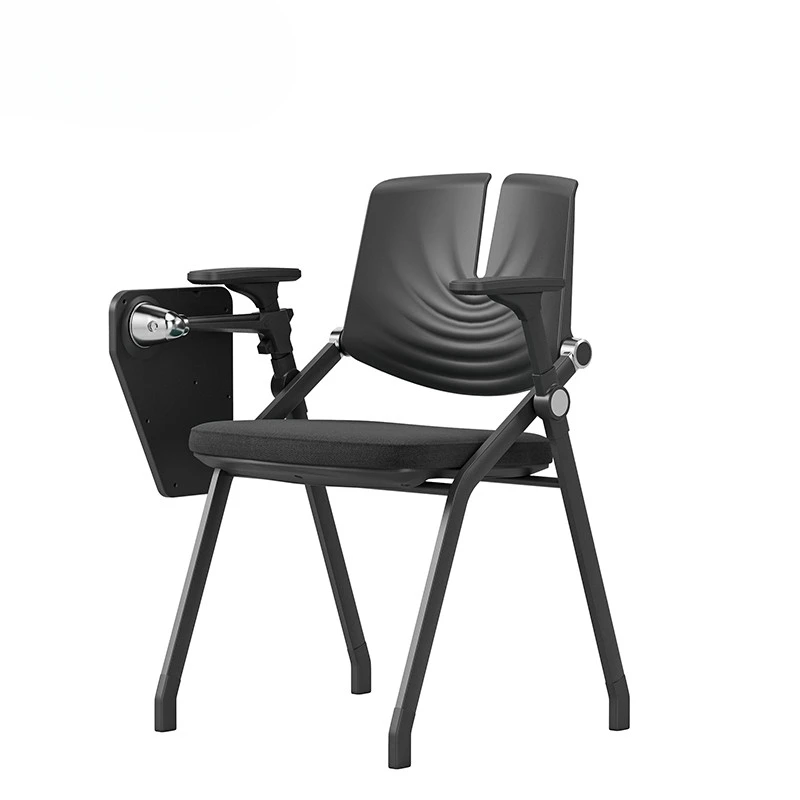 Creative Foldable Conference Chair with Writing Board Training School Meeting Record Black Mobile Computer Chair