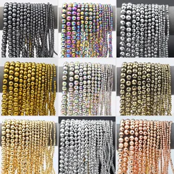 15’‘ Multicolor Faceted Round Hematite Natural Stone 2/3/4/6/8/10mm Loose Beads For DIY Jewelry Making Bracelet Necklace Earri