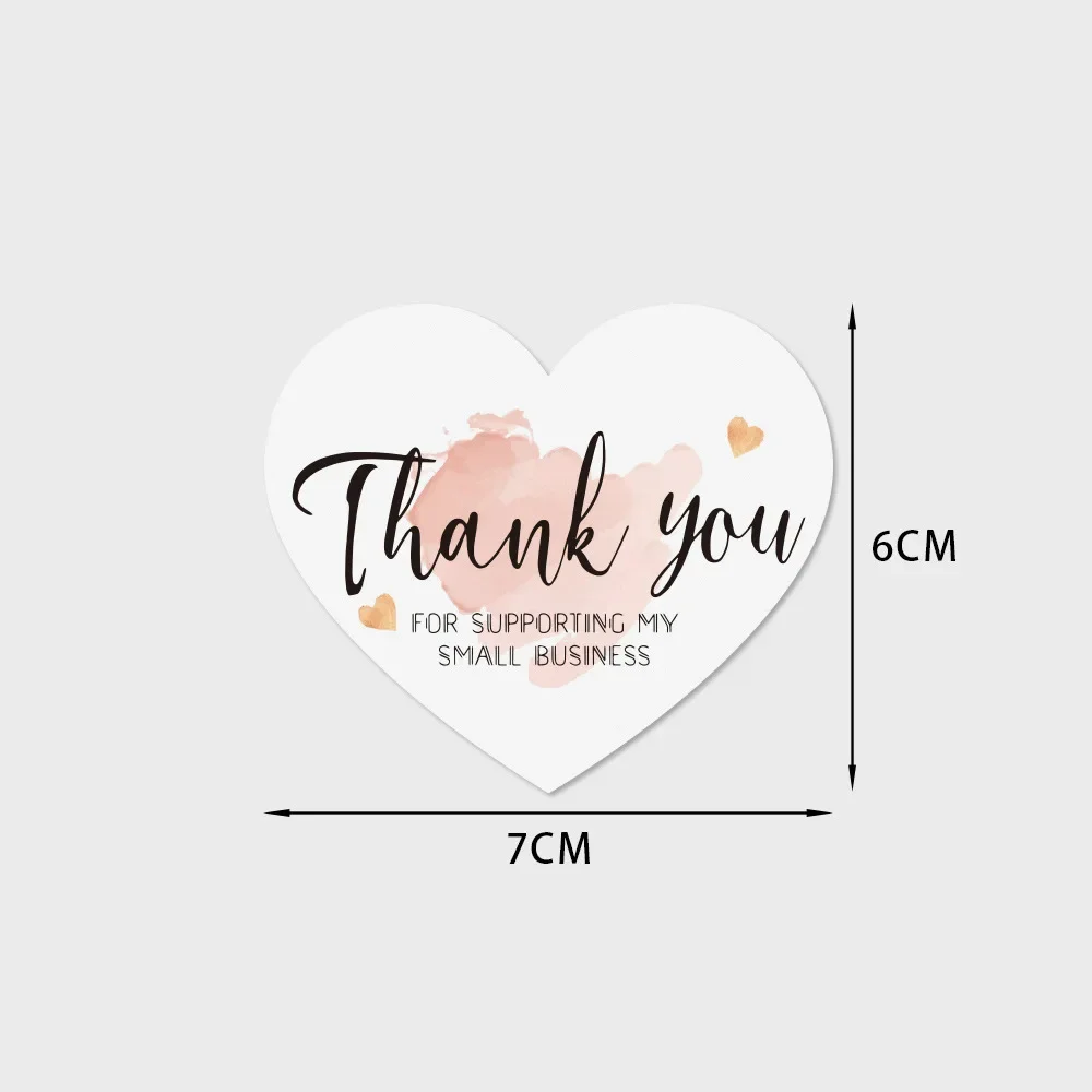 Pink Thank You For Supporting My Small Business Heart Shaped Greeting Cards Label Tag Gift Box Decoration Packaging Supplies