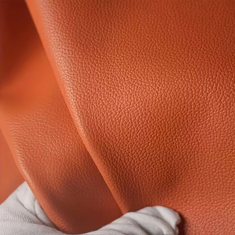 Red brown top layer cowhide, lychee patterned genuine leather, 1.3mm thick sofa headboard seat, handmade DIY soft cowhide