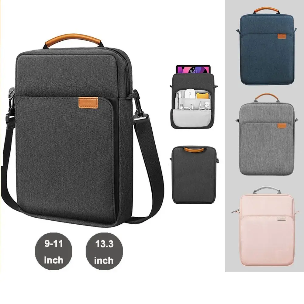 9/11/13.3 inch Tablet Sleeve Case Universal Concealed Hand Strap Carrying Bag Shockproof Wear-resistant Notebook Case