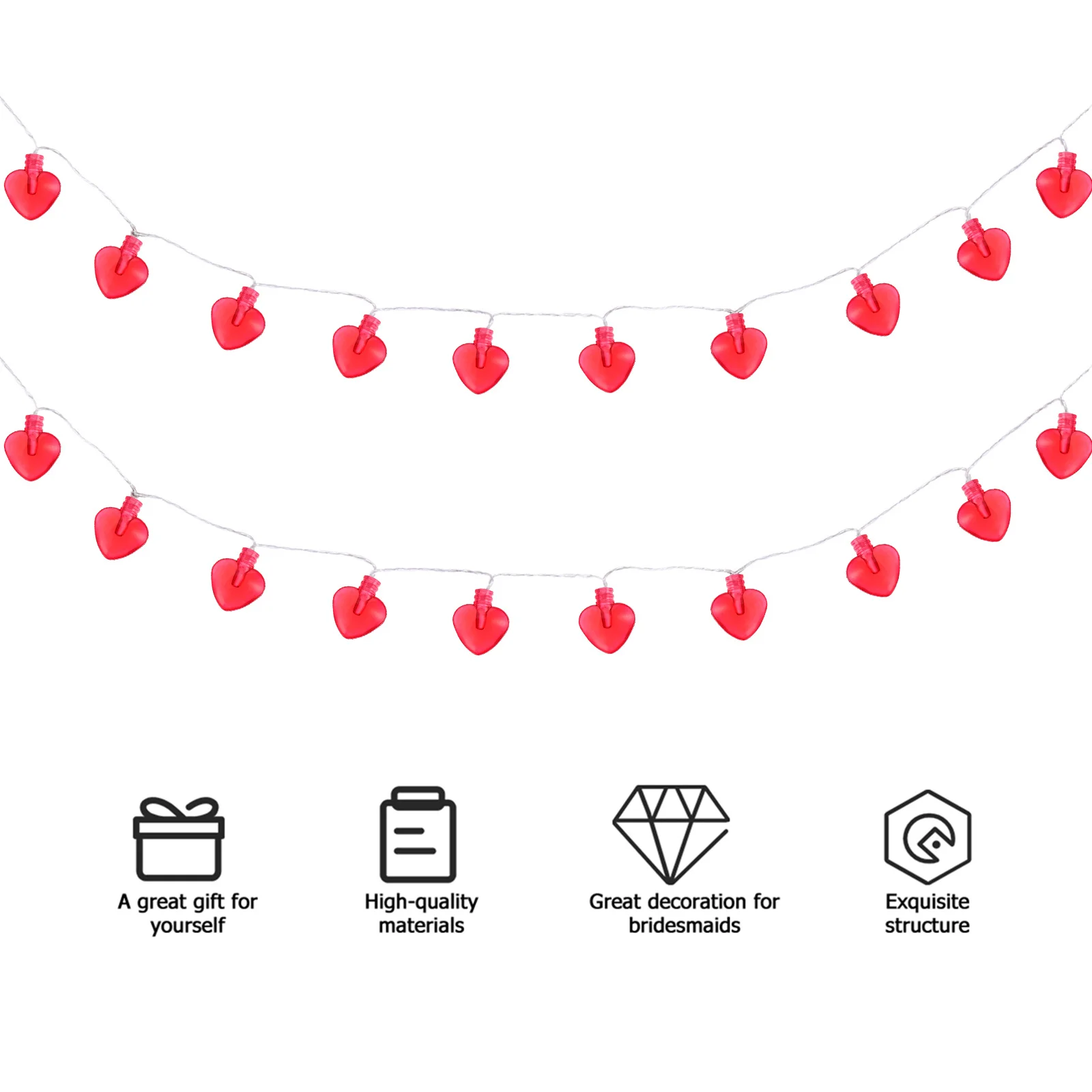 

1Set Valentine Heart Shape LED Light String High Quality Plastic Romantic Wedding Room Decor Proposal Party Gift