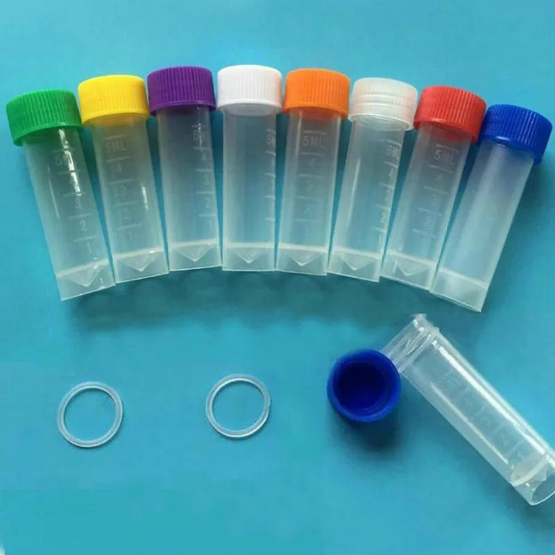 50pcs 100pcs 200pcs 300pcs 500pcs 5ml Cryovial Plastic Test Tubes Cryo Vial Freezing Tube Cold Storage Tube with gasket