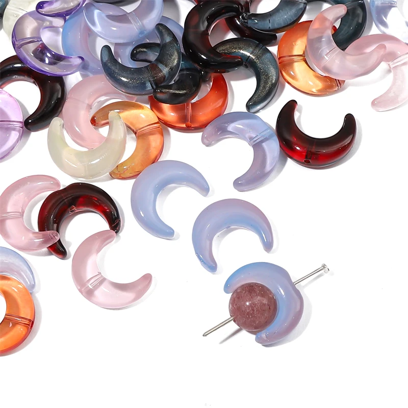 10pcs 15x12mm Glass Crescent Bead Stoppers for Bracelet Necklace Jewelry Making DIY Craft Fashion Accessories Decoration