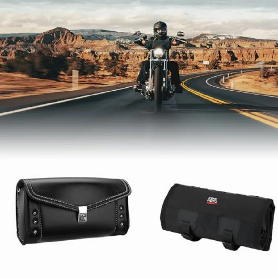 

Motorcycle Windshield Bag with Tool Storage Functional Waterproof Nylon Black Riding Gear for Long Distance Touring