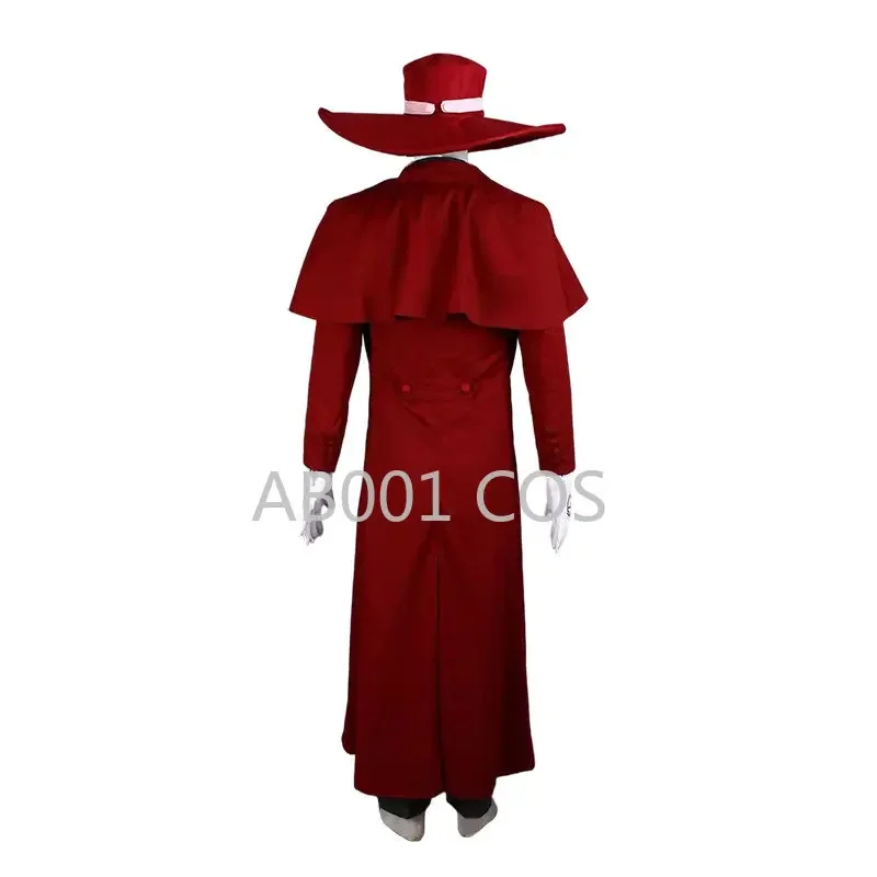 Costumes de cosplay de chasseur de vampires pour hommes et femmes, Hellsing Alucard, manteau long imbibé, t-shirt et pantalon imbibés, carnaval d'Halloween