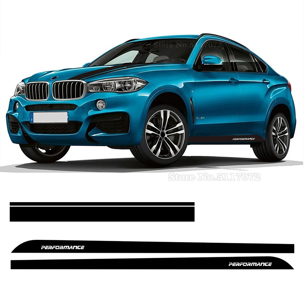 For BMW X6 M F16 F86 G06 M Performance Door Side Stripe Skirt Body DIY Sticker Car Hood Rearview Mirror Bonnet Decal Accessories