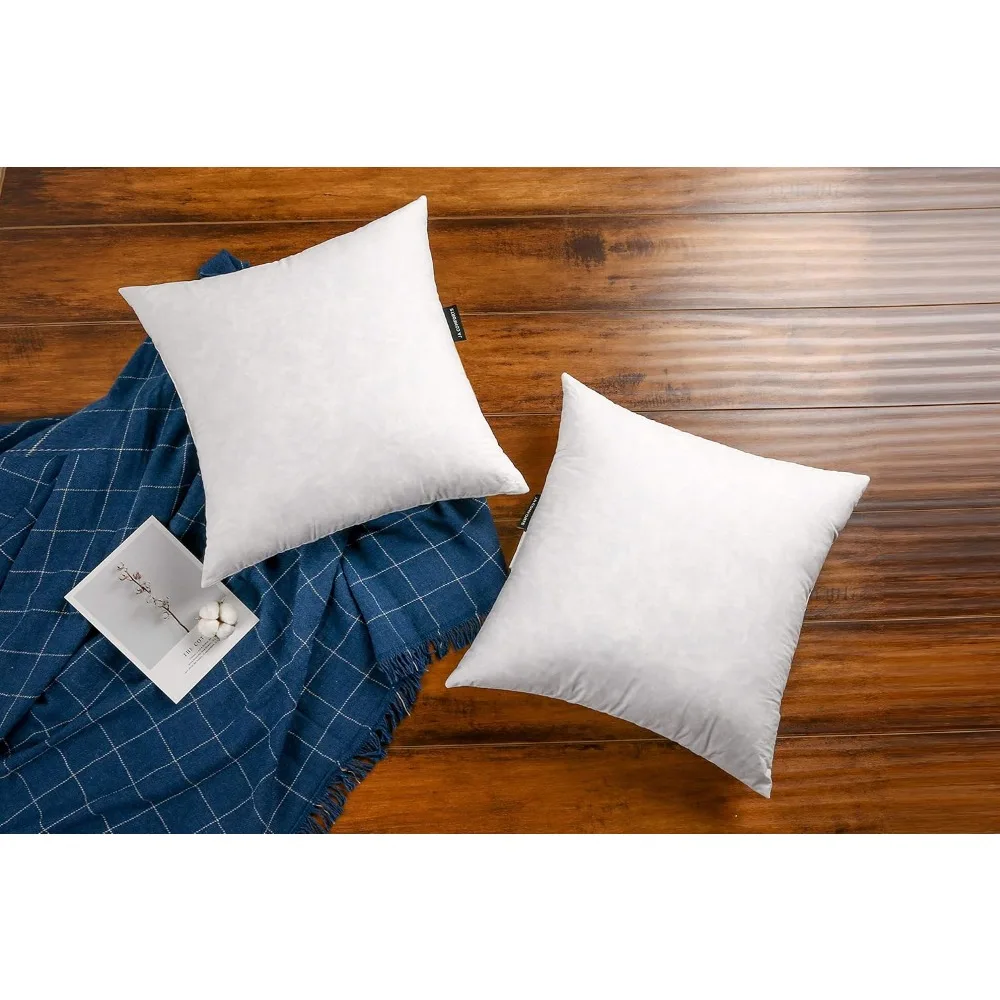 

Premium Goose Down Feather Pillow Inserts - 26x26 Set of 2, 5% Down Fill, High Fill Weight, 250 Thread Count Cotton Cover