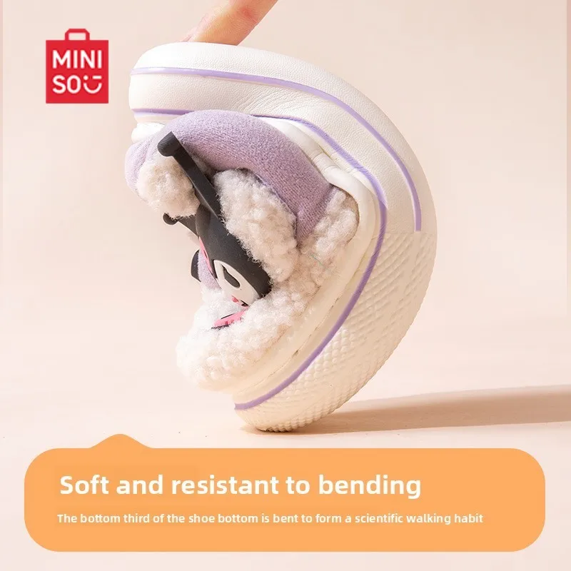 MINISO Kuromie الأطفال نعال من القطن الخريف والشتاء الفتيات الأميرة سانريو الدافئة والكومة أحذية قطنية الوالدين والطفل #2