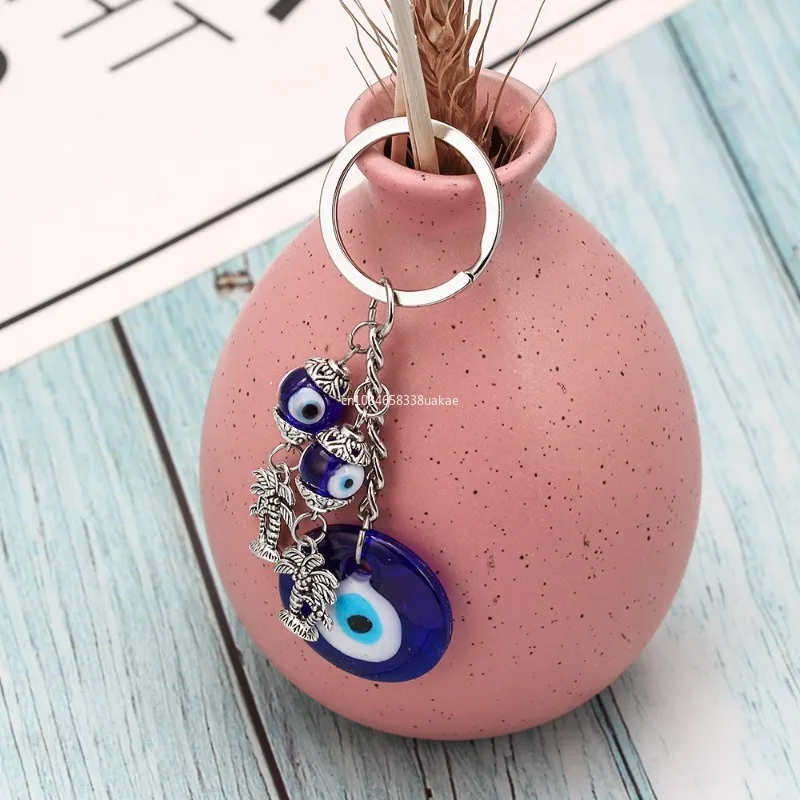 Lucky Eye Animal Life Tree Fatima Hand Keychain Turkish Evil Eye Key Chain Chili Glass Car Keyring Holder for Women Men 키링