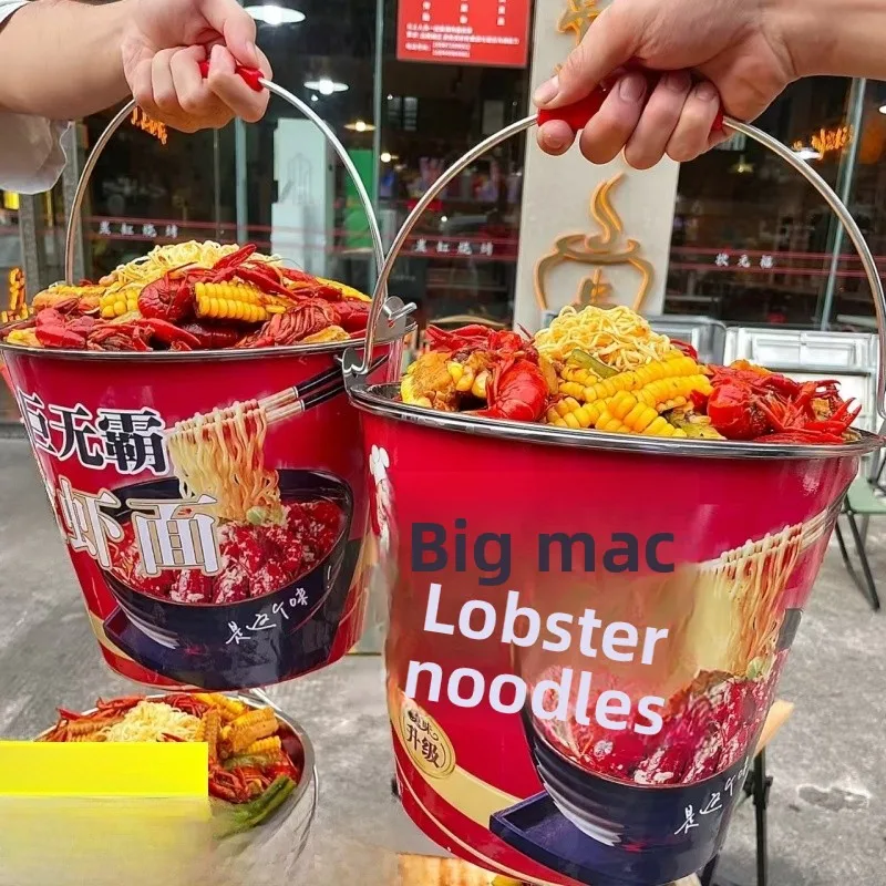 Fideos Súper Grandes de Cangrejo Dragón con Vajilla Desechable para Caja de Comida para Llevar de Barbacoa Nocturna, Olla de Fideos Instantáneos de Tamaño Gigante
