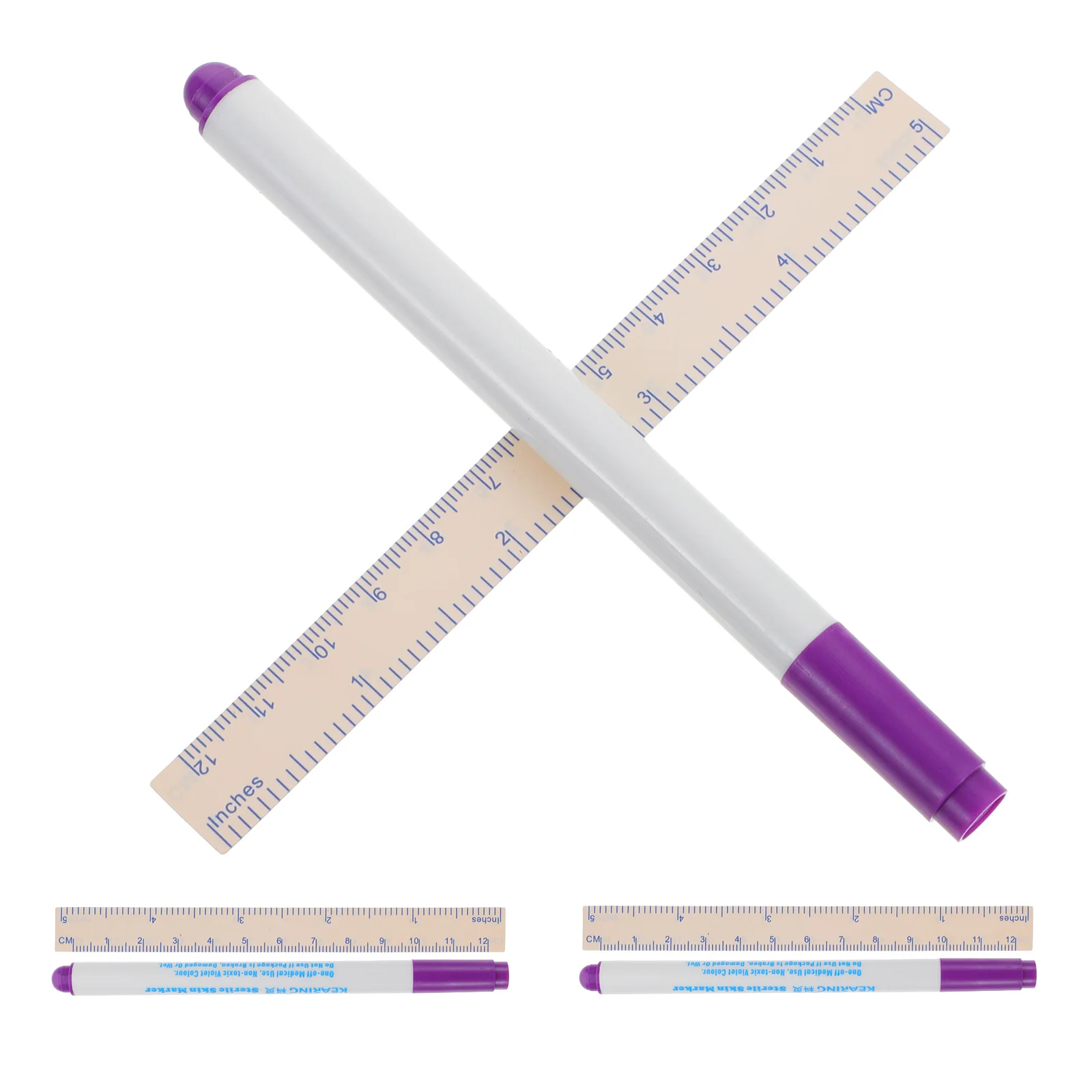 

3 Sets Easy to Rub Pen Ruler Brow Position Mapping Pencil Sterile Eyebrow Stencil Marker for Eyebrows Piercing Plastic