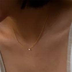 Real 14K Gold Filled Zircon Necklace Dainty Gold Choker Handmade Pendants Tarnish Resistant Necklace Boho Jewelry for Women