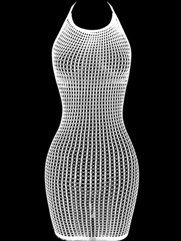 1PC Women Sexy Fishnet Cover Up Without Bikini Hollow Out See Through Bodycon Dress Beachwear Summer Women's Swimwear DS140
