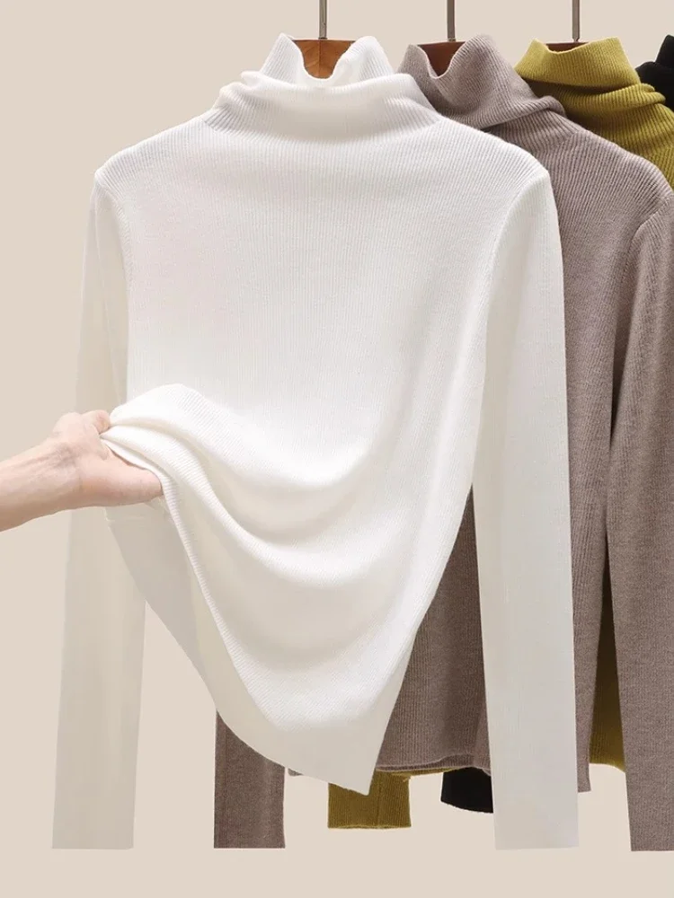 

Autumn Winter Pullovers 2025 Casual Basic Turtleneck Women Sweater Warm Long Sleeve Knitted Tops Slim Elegant Knitwear Jumper