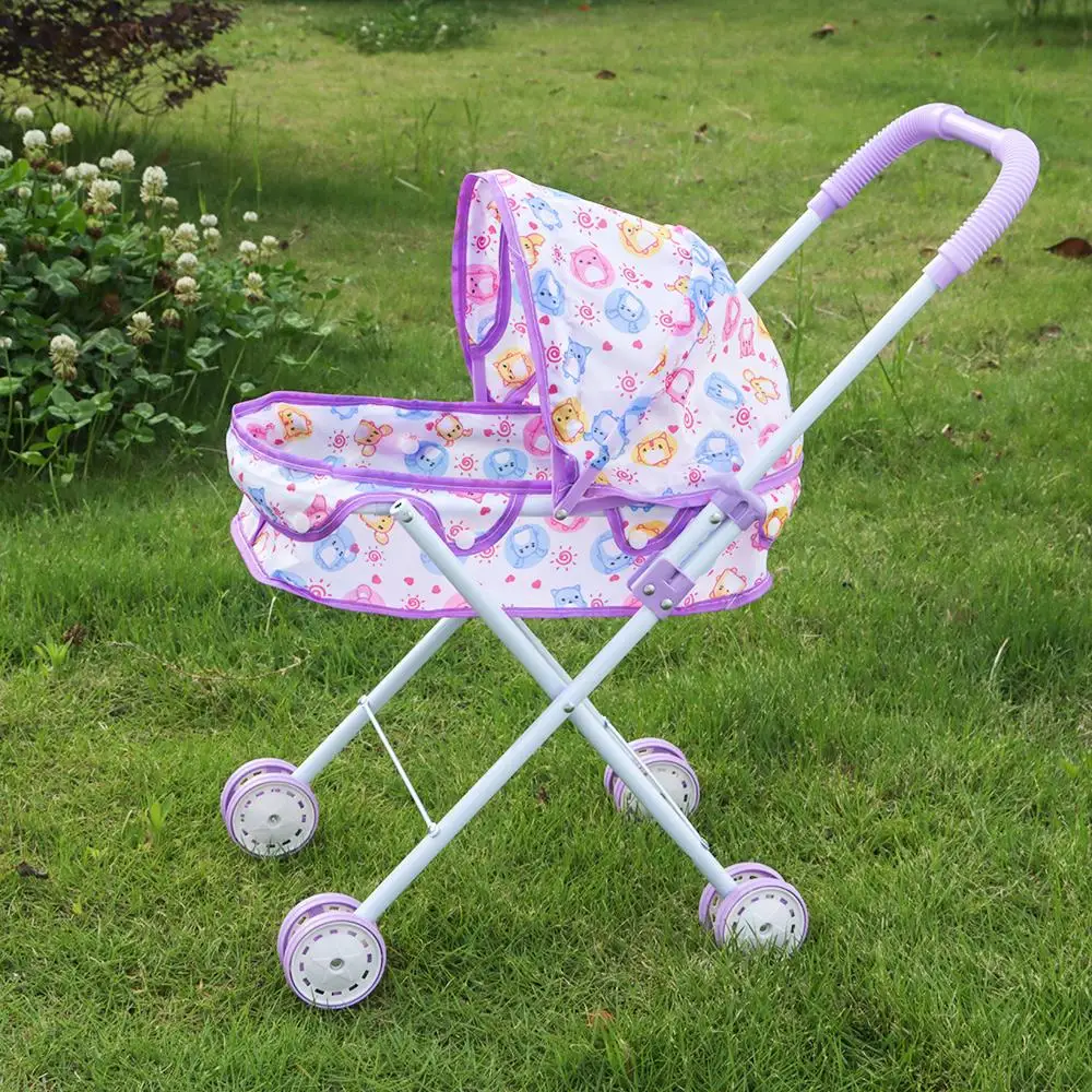 Colorful Iron Dolls Pram Stable Large Capacity Stroller Lightweight Foldable Walker for Boys Girls