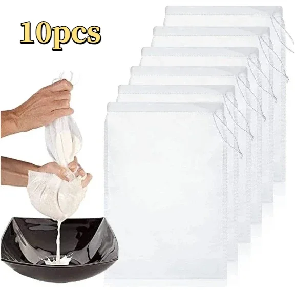 

100Mesh Reusable Mesh Soy Milk Nylon Filter Bags Nut Yogurt Tea Coffee Oil Food Press Filter Strainers Large Kitchen Filters Bag