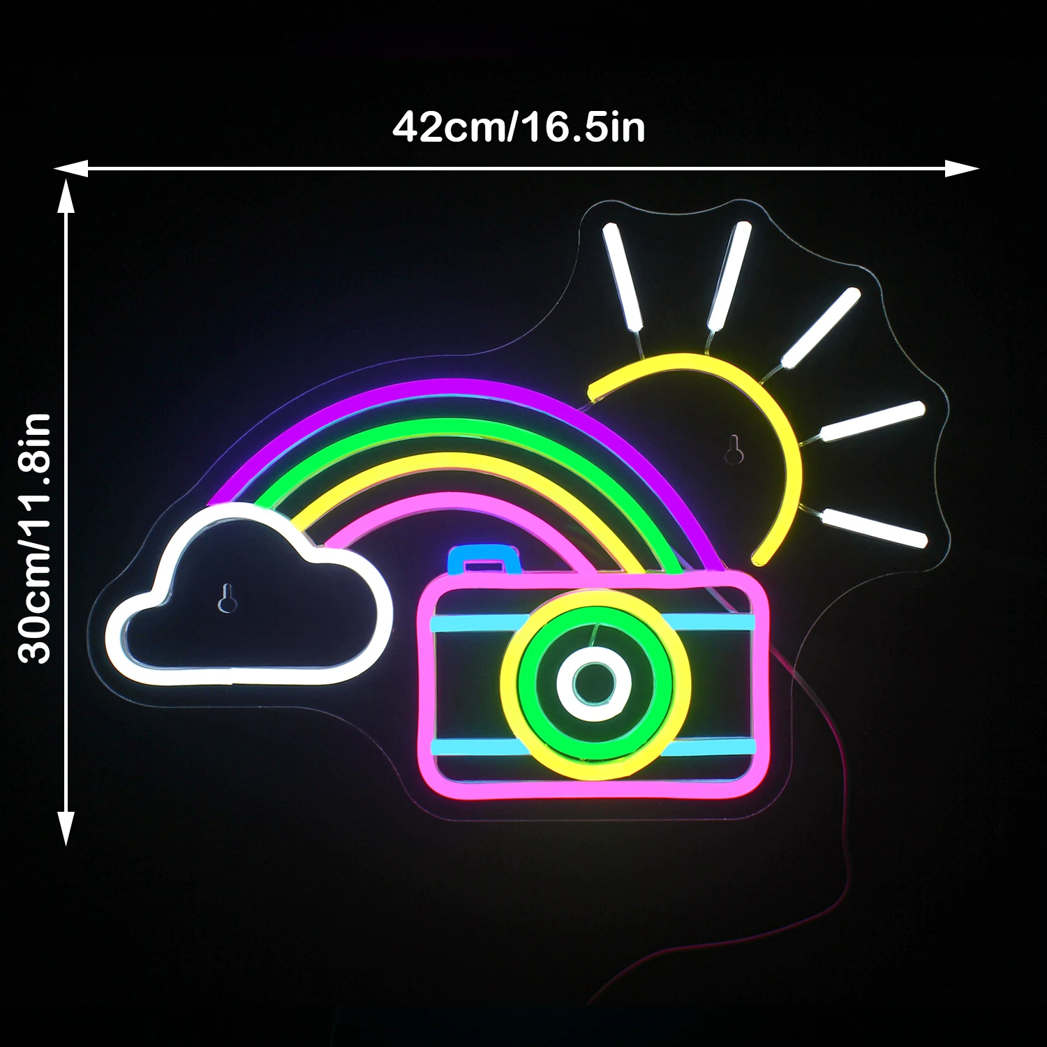 Camera Rainbow Sunshine Neon Sign LED Lights Room Decoration Bedroom Bar Party Club Photo Studio Dimmable Lamp Wall Decor Signs