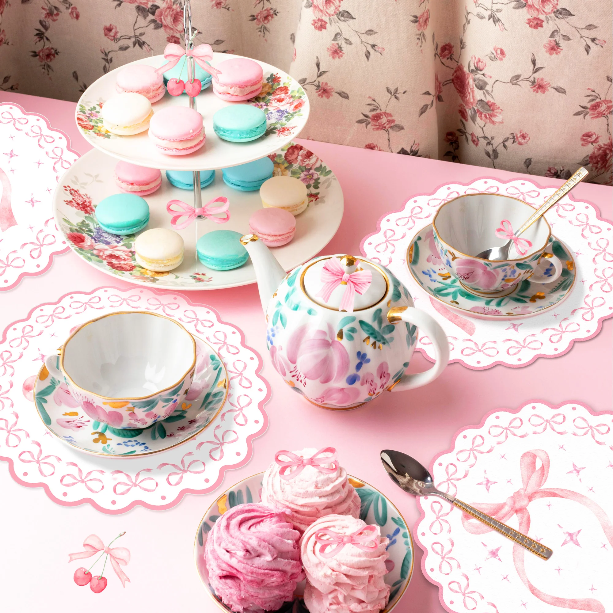 10pcs Pink Bow Tie Disposable Placemat Table Mats Dining Table Pats For Wedding Decoration Birthday Baby Shower Party Supplies