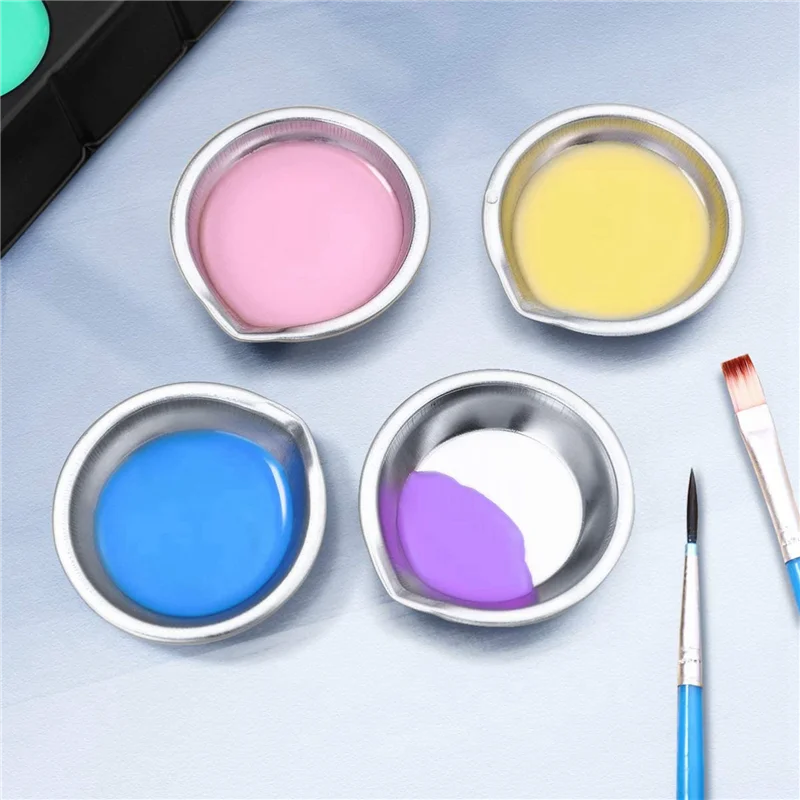 

Suitable 36Pcs Makeup Palette Stainless Steel Small Round Paint Tray Artist Watercolours Paint Mixing Palette Tray For Artist