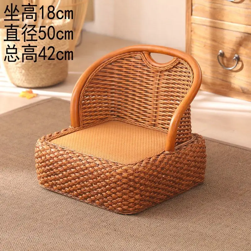 Vine chair, rattan woven tatami, rice back chair, balcony chair, tea room legless chair, solid wood small chair, leisure home lo