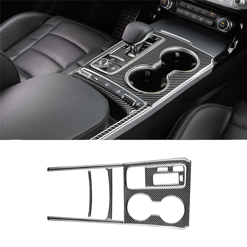 

QB-Car Center Console Gear Shift Panel Cup Holder Cover Trim Accessories Real Carbon Fiber For Kia Stinger 2018-2023
