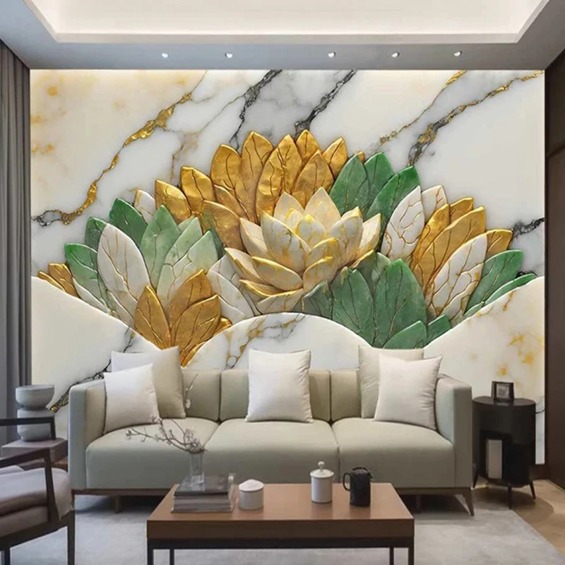 

Custom Any Size Art Painting Photo Wall Mural Flower Marble Wallpaper For Living Room Bedroom Decor 3D Modern Style Backdrop