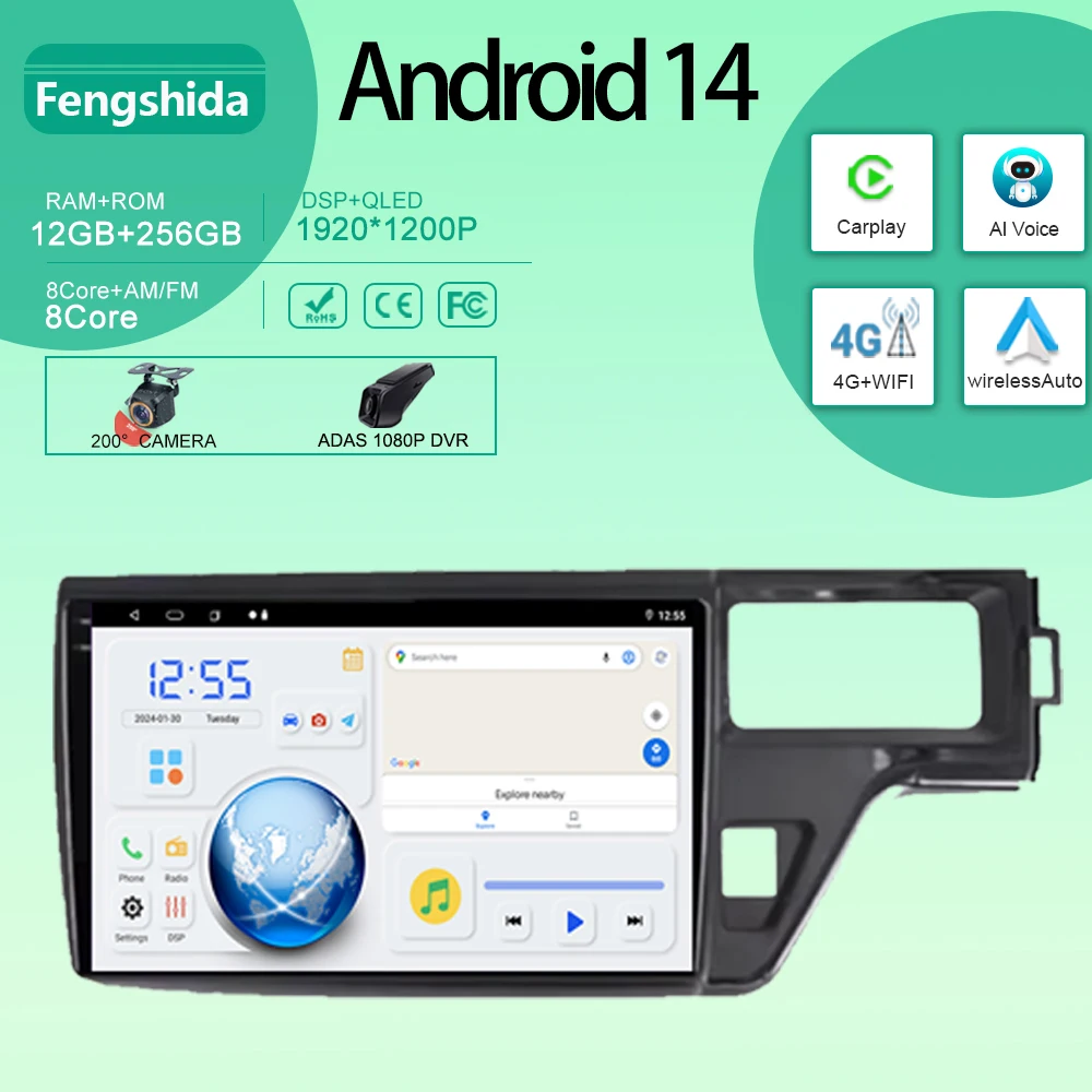 

For Honda Stepwgn 5 2015 - 2021Right hand driver Car Radio Stereo Multimedia Player 4G GPS Navigation High-performance CPU 2din