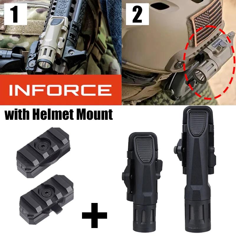 

Tactical INFORCE WML Flashlight Helmet Light Fit 20mm Rail Tactical Rifle Pistol Gun Strobe Light For Hunting G17 G19 AR15 Nylon