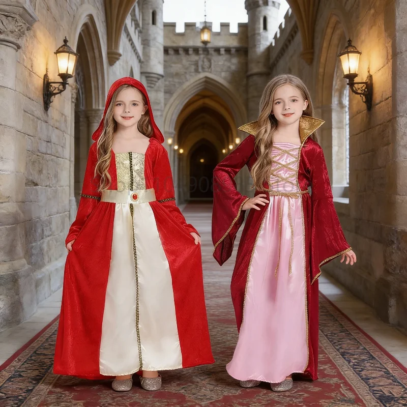 

Medieval Retro Court Ball Mädchen Princess Queen Cosplay Dress Gown For School Show Party Stage Performance Dress Up