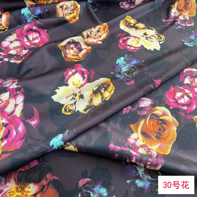 rose brown Mulberry Silk Fabric 19mm Stretch Satin Digital Print