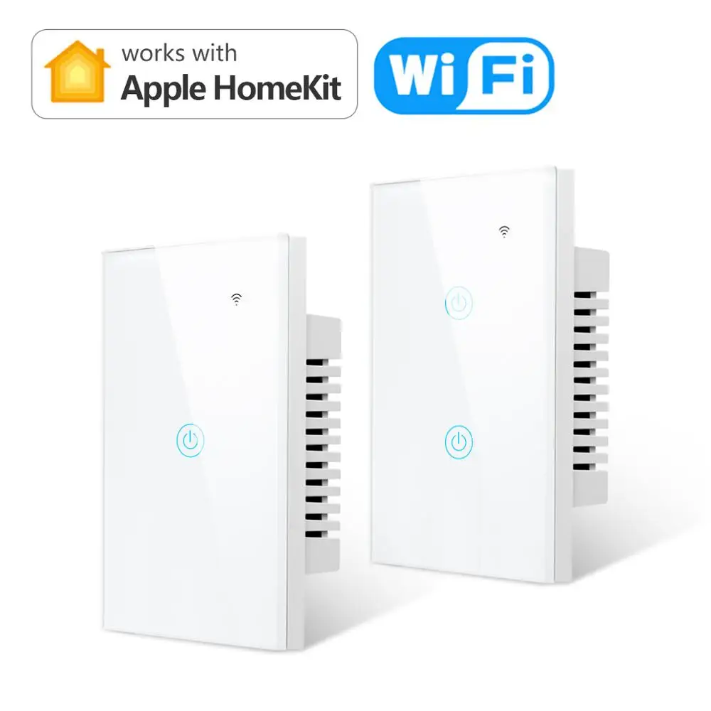 Light Switch Wifi Smart Home Control LED Light Switch 1 Gang 2 Gang Apple Homekit WIFI Switch US Type 90 - 110V