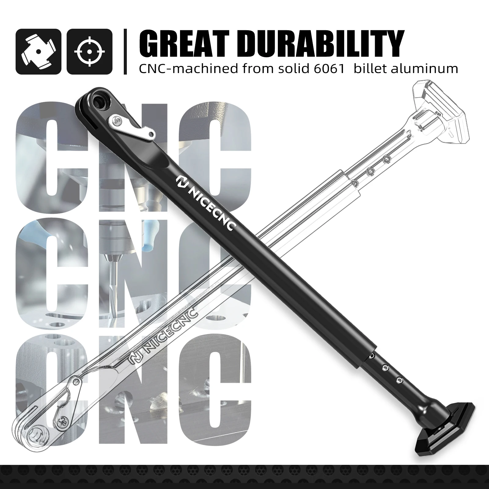 NICECNC For Sherco SE 250R SE 300R 2012-2024 Adjustable Kickstand Side Stand SEF-R 250 350 450 SEF 250R SEF 350R SE-F 450R