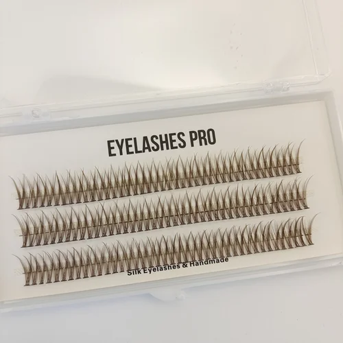 Imagen 1 del producto Extensión de pestañas hecha a mano con cola de pez marrón, pestañas Flase segmentadas, mechones de pestañas dramáticas, pestañas de cinta suave, pestañas de maquillaje