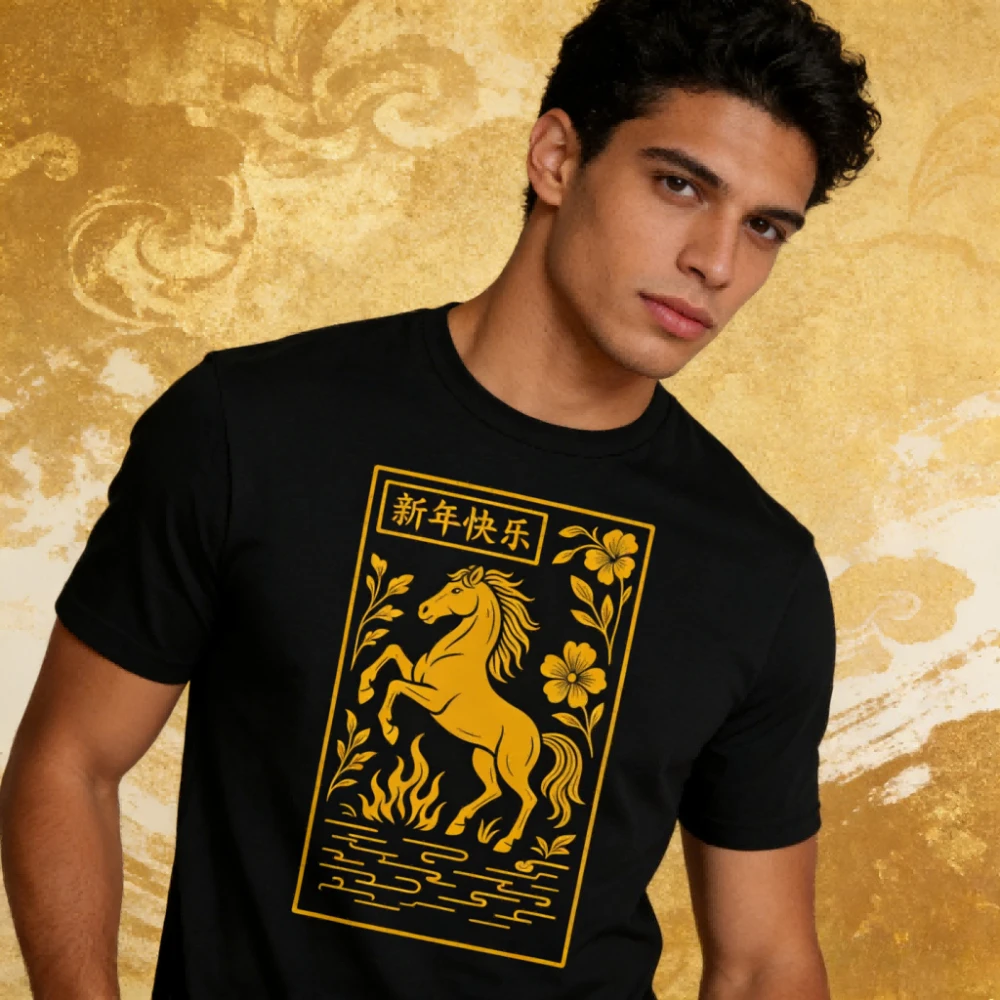 

Year of The Horse Chinese 2026 T-Shirt Zodiac Horse Creative Design Unisex Tshirt Men Women Casual Fashion Holiday Cotton Tops
