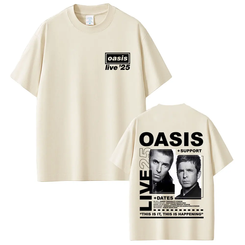 

Limited Rock Band O-Oasis Live 25 Tour T-shirt Men Women Clothing Gothic Vintage Oversized Tshirt Men's Street Crewneck T Shirt