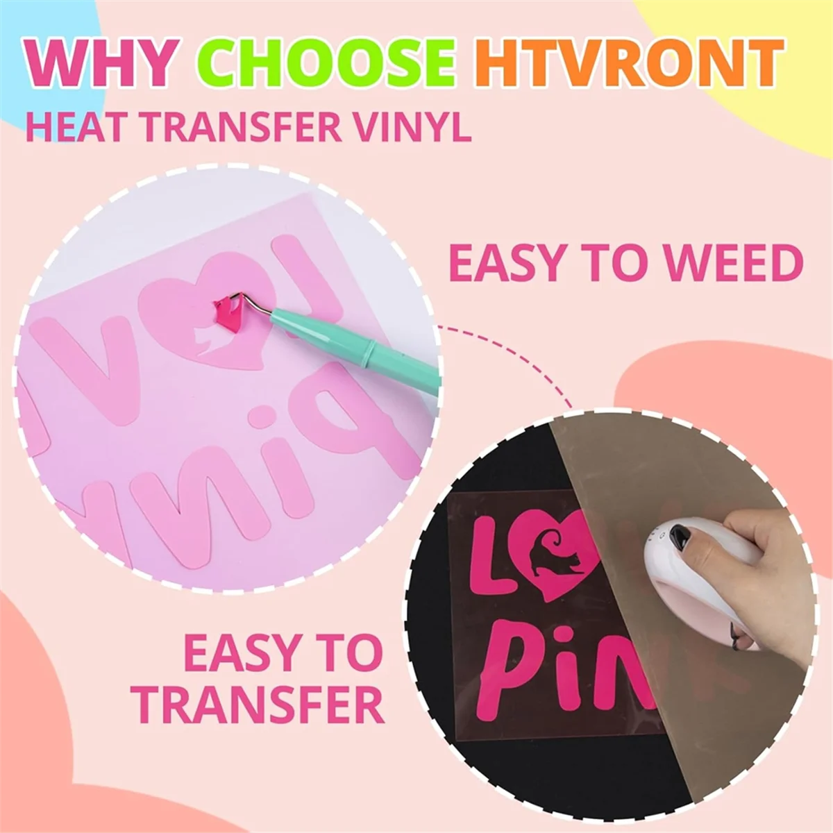 HTV Heat Transfer Vinyl - 12 Pack HTV Vinyl, 11 Different Colors Iron on Vinyl and 1 TeflonSheet, HTV 12X10 Inch HTV